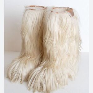 Oscar Sport Vintage Fur Cream White Snow Boots EU 40 US 9.5
